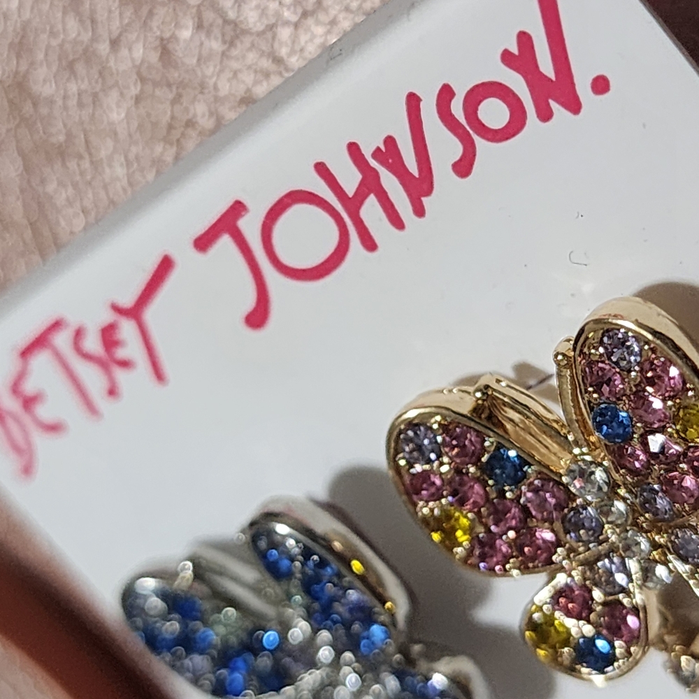 Betsey Johnson Pink and Blue Dangle Earrings